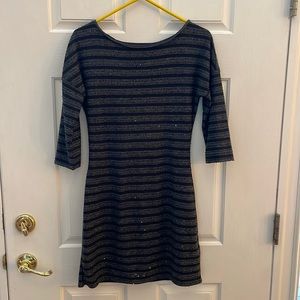 Express Black/Gray Striped Sequined Dress Size S